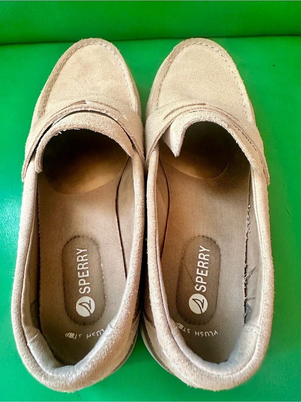 Sperry Beige Suede Penny Loafers - Picture 5 of 7